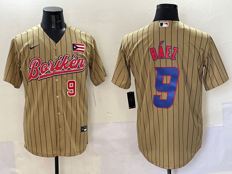 Men Puerto Rico 9 Baez Brown Stripe Joint Name 2025 Nike MLB Jersey style 4